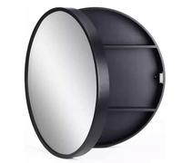 Bathroom Mirror Cabinet With Flap Door Wall-Mounted Storage Cabinet Decorative Wall Cabinet Round Hanging Mirror Cabinet Cosmetic Mirror Storage Unit(Black,70cm)
