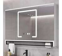 Bathroom Mirror Cabinet With Illuminated Led Light, Smart Bathroom Medicine Cabinet, Led Mirror Medicine Cabinet With HD Mirror, With Defog Button, Vanity Makeup Mirror Cabinets, Time Displ