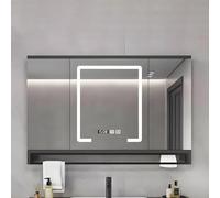 Bathroom Mirror Cabinet With Illuminated Led Light, Smart Bathroom Medicine Cabinet, Led Mirror Medicine Cabinet With HD Mirror, With Defog Button, Vanity Makeup Mirror Cabinets, Time Displa