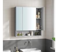 Bathroom Mirror Cabinet with Shelves and Open Compartment VASAGLE Grey One Size