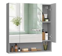 Bathroom Mirror Cabinet with Shelves, Dove Grey / 70W cm