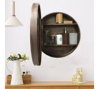Bathroom Mirror Cabinet, Wooden Vanity Mirror, Easy to Install Round Mirror, High Definition, Environmentally Friendly Design for Bathroom