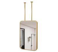 Bathroom mirror, ceiling-mounted mirror with gold metal frame and articulated arm, rectangular decorative mirror for living room entrance, clear and practical (Dimensions: 50 cm x 50 cm)