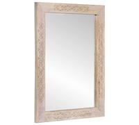 Bathroom Mirror Light Brown Glass and Solid Mango Wood Rectangular for vidaXL