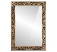 Bathroom Mirror Natural Mango Wood 50x70cm Hand-Carved Floral Retro Wall Mirror