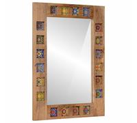 Bathroom Mirror Natural Solid Mango Wood 50x70cm Rectangular Indoor Wall-Mounted