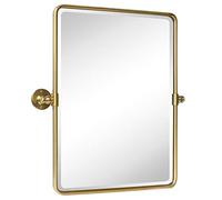 Bathroom Mirror Rectangular with Gold Metal Frame and Swivel Vanity Mirror for Wall 23x24 inch (Mirror 19" x 24")