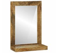 Bathroom Mirror Rectangular with Shelf with Storage Brown Decorative vidaXL