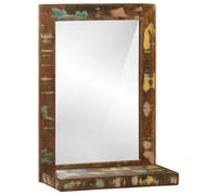 Bathroom Mirror Rectangular with Shelf with Storage Brown Decorative vidaXL