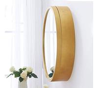 Bathroom Mirror Vanity Cabinet with Shelves, Round Wall Mirror for Makeup & Dressing, Stylish Yellow Bathroom Decor, Size: 60x60x13cm