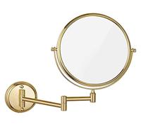 Bathroom Mirror Wall-Mounted Makeup Mirror,8 Inch Brass Magnifying Round Double Sided Shaving Mirror,Bathroom Folding 360° Swivel Cosmetic Vanity Mirror,Nickel,3X(Gold-5X)