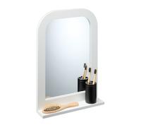 Bathroom Mirror White Frame Wall-Mount Modern Shelf Hallway Rectangular Elegant