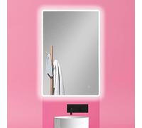Bathroom Mirror with LED light - 70 x 50cm - Smart Rectangle illuminated dimmable colour - Touch Control - Anti-fog demist pad - Wall mounted - IP44 Vanity Makeup - Round edges EL-L01