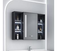 Bathroom Mirror With Led Light Bathroom Medicine Cabinet Mirror Bathroom Vanity Mirror Cabinet Aluminum Bathroom Medicine Cabinet With Mirror Door Storage Over Sink Toilet Wall Mounted Bathr,Grey-90X