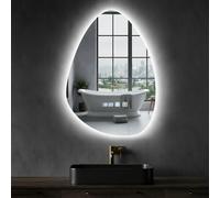 Bathroom Mirror with LED Lights 50×70 cm,Illuminated Bathroom Mirror with Anti-fog,Wall Mounted Vanity Mirror with Touch Switch,Bathroo Mirrors with 3 Color Dimmable,Time Display,Horizontal/Vertical