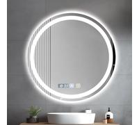 Bathroom Mirror with LED Lights 60 × 60 cm,Illuminated Bathroom Mirror with Anti-fog,Wall Mounted Vanity Mirror with Touch Switch,LED Bathroo Mirrors with 3 Color Dimmable,Memory Function