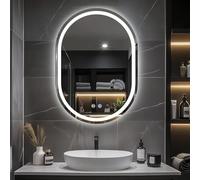 Bathroom Mirror with LED Lights, 600x800mm Oval LED bathroom mirrors with Anti-Fog, 3500K-6500K, Dimmable, Backlit Wall Mounted Mirror, IP54 Waterproof