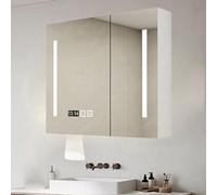 Bathroom mirror with LED lights and storage,bathroom mirror Cabinet with storage anti fog,vanity mirror with wall organizers,lighted medicine cabinets for bathroom 3 color lights,Time temper