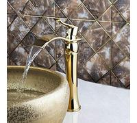 Bathroom Mixer Luxury Tall Single Hole Polished Gold Wide Waterfall Spout Bathroom Wash Basin Sink Mixer Tap Faucet