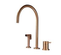 Bathroom Mixer Tap 3 Hole Rose Gold Telescopic Spray Gun Split Type Swivel Basin Tap-Rose Gold