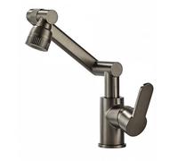 Bathroom Mixer Tap High Rise Basin Tap, Adjustable Height, 2 Spray Modes, Single Handle, Antique Finish, Modern Robotic Arm Design for Easy Installation