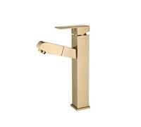 bathroom mixer taps with pull out spray retractable hot and cold water sink taps full copper single handle basin mixer faucet lavatory vanity basin faucets,high gold