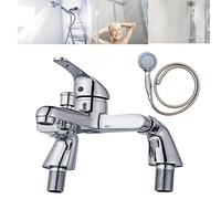 Bathroom Mixer Taps with Shower Head, Solid Brass Chrome Single Tap Shower with 150CM Hose Long & 3 Spray Modes for Bathroom/Toilet, Bath Taps with Shower Attachment, Easy Installation