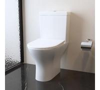 Bathroom Modern Toilet Round Ceramic Pan Soft Close Seat Dual Flush WC White