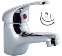 Bathroom Mono Basin Mixer Tap Including Fittings & Waste Round Basin Mixer Tap Brass With Spring Plug Push Button Single Lever