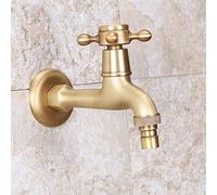 Bathroom Mop Pool Faucet in-Wall Single Cold Small Tap Pure Copper Open Quickly Spool 4 O'clock Nozzle Washing Machine Splash Proof Water-Tap 4 Points Brushed Brass Need，B S