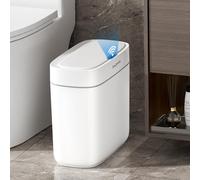 Bathroom Motion Sensor Trash can with Lid 3 Gallon Automatic Garbage Can, 10 L Slim Plastic Smart Trash Can, Waterproof Trash Bin for Bedroom, Toilet, Kitchen, Office, Rv, White