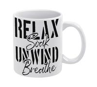Bathroom Mug Home Bathroom Rustic Relax Soak Unwind Breathe Mug Funny Coffee Mug,Man Cave Prints,The Best Gift for Colleagues, Parents, and Grandparents, 110z Men and Women