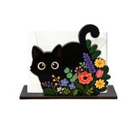 Bathroom Napkin Holder Black Cat Wooden Vertical Cute Decor Stand | Decorative Napkin Holder for Home Offices Desktop Table Bedside Bathroom Bedroom Party Garden Outdoor
