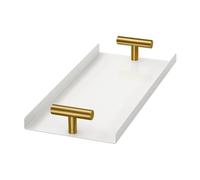 Bathroom Napkin Holder - Gold T-Handle Tray Guest Organizer Steel Dressing Table Accessories | Elegant Durable Design Keeps Napkins Neatly Arranged Perfect for Restoration