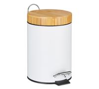 Relaxdays Bathroom Pedal Bin, 3 L, Rubbish Disposal, Soft Close, Sanitary Waste, with Lid, 24.5 x 17 x 23 cm, White