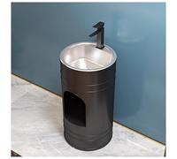 Bathroom Pedestal Sink, Freestanding Vanity Cabinet with Storage, Modern One Piece Wash Basin, Iron Art Industrial Design