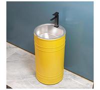 Bathroom Pedestal Sink, Freestanding Vanity Cabinet with Storage, Modern One Piece Wash Basin, Iron Art Industrial Design