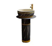 Bathroom Pedestal Sink Outdoor Ceramic Pedestal Sink with Faucet and Drain Kit