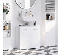Kleankin Bathroom Pedestal Under Sink Cabinet With Storage Shelf Double Door, White