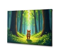 Bathroom Pictures Wall Decor A Cat Walks Down A Path In A Forest. Canvas Decorative Picture Christian Easter Decor Room Decor(20x30cm)