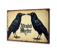 Bathroom Pictures Wall Decor Two Crows Facing Each Other With The Text "Attended Murder" In Gothic Font. Canvas Decorative Picture Christian Easter Decor Room Decor(30x40cm)