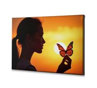 Bathroom Pictures Wall Decor Woman Admiring Butterfly At Sunset. Canvas Decorative Picture Christian Easter Decor Room Decor(40x60cm)