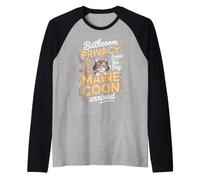 Bathroom Privacy Ended When the Maine Coon Arrived Cat Raglan Baseball Tee
