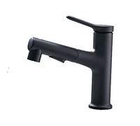 Bathroom Pull Out Faucet Hot and Cold Mixer Tap with Three Water Outlet Modes Single Hole Retractable Multi-Function Handle Vanity Sink for Washbasin,Black(Nero)