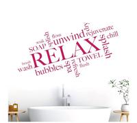 Bathroom Quote Wall Art Sticker - Relax, Unwind, Splash, Spa, Refresh, Soap, Towel, Soak [Large] [Magenta]