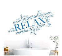 Bathroom Quote Wall Art Sticker - Relax, Unwind, Splash, Spa, Refresh, Soap, Towel, Soak [XLarge] [Ocean]