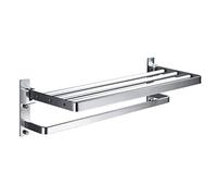 Bathroom Rack Shelf,Bathroom Shelf Wall-mounted Space Aluminum Towel Rack, Frosted Silver Hotel Folding Bath Towel Rack,