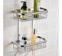 Bathroom Rack, Two Layer Towel and Shower Basket Shelf, Gold Brass Finish, Space-Saving Accessories for Organized Bathrooms