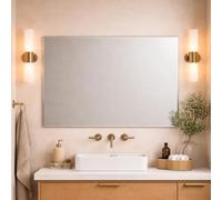 Bathroom Rectangular Frameless Wall Mirror 120 x 80cm - Large Wall Mounted Vanity Mirror - Modern Polished Edge Glass - Portrait or Landscape Hanging