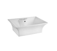 Balterley 490mm Countertop Vessel Bathroom Sink, Ceramic Rectangular Bowl Bathroom Wash Basin Sink with Overflow, 1 Tap Hole, Countertop Basin Sinks for Cloakroom - 496 x 411 x 191mm (White)